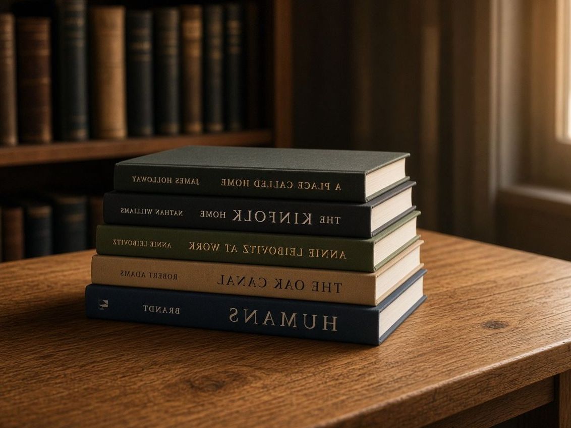 Nette stapel boeken op een eiken tafel